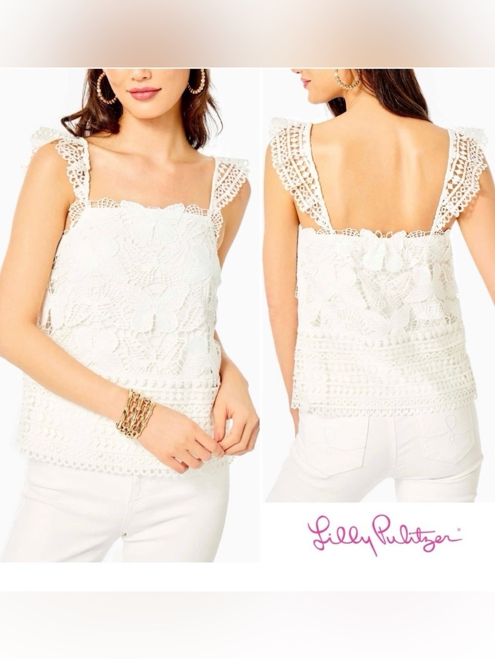 Lilly Pulitzer Azaria white lace tank top